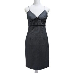 EXPRESS NWT Stretch Sheath Dress Dark Gray Spaghetti Strap Bow Detail Size 6‎